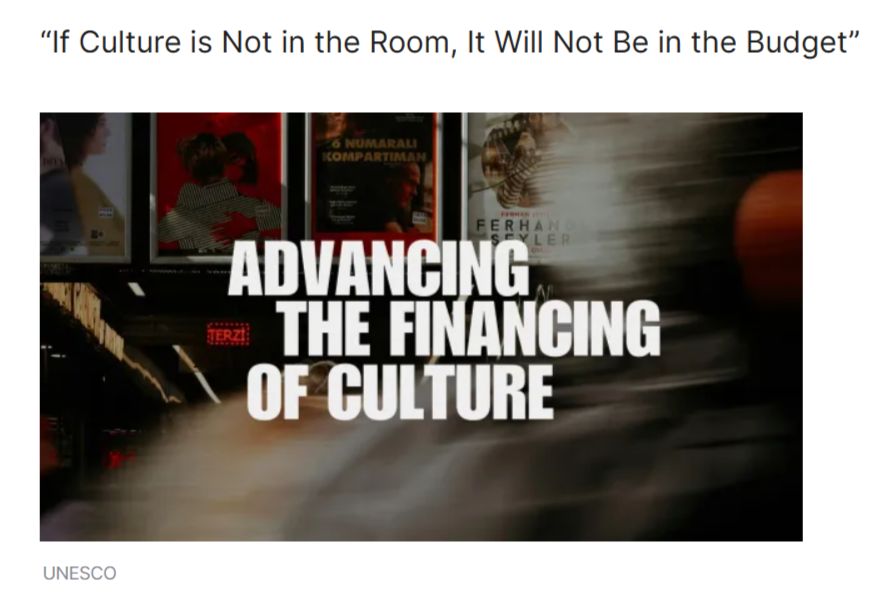UNESCO "Advancing the Financing of Culture" campaign graphic