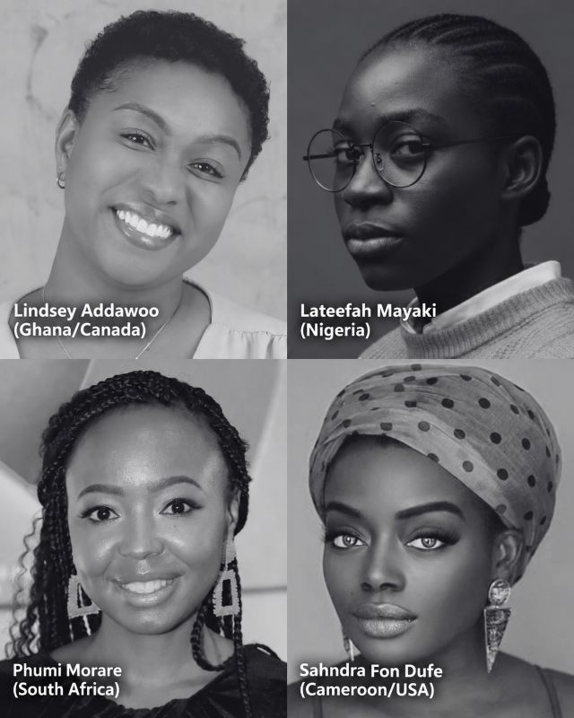 Portrait grid of 2026 AuthenticA Series Lab fellows Lindsey Addawoo, Lateefah Mayaki, Phumi Morare and Sahndra Fon Dufe.