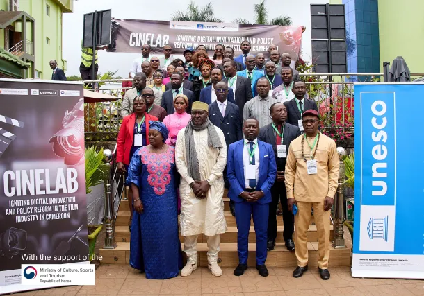 Participants at the Cinelab working sessions on film policy reform in Mbankomo, Cameroon.