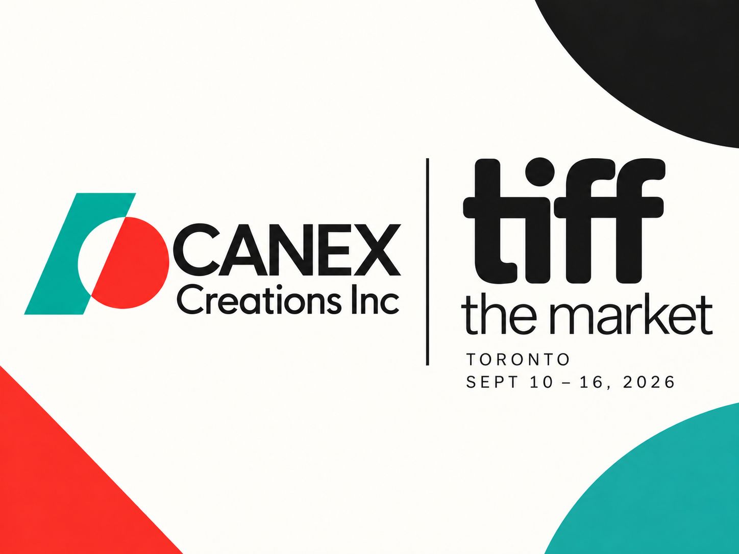 CANEX Creations Inc. and TIFF Market Toronto 10–16 September 2026 graphic.