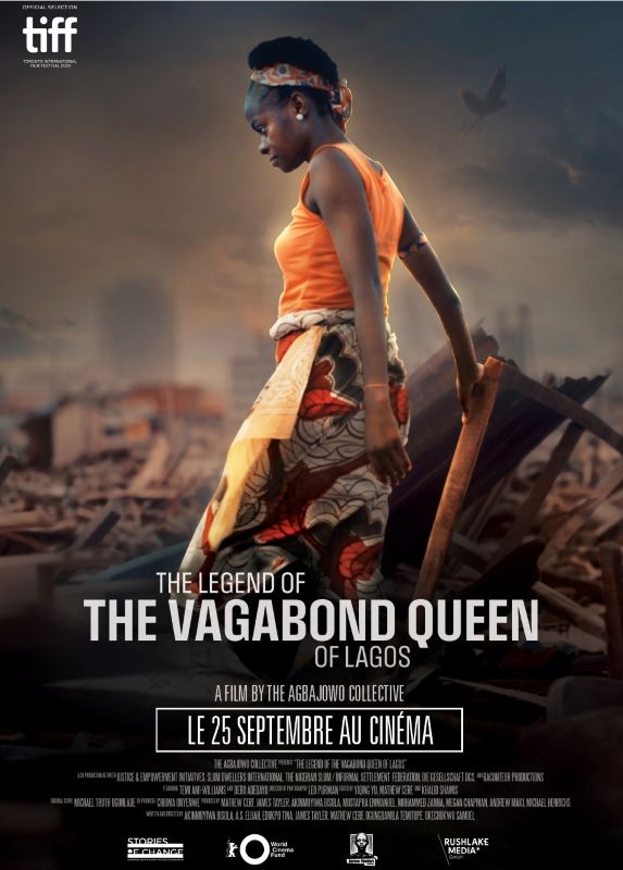 Poster for The Legend of the Vagabond Queen of Lagos, showing Jawu in a waterfront settlement.